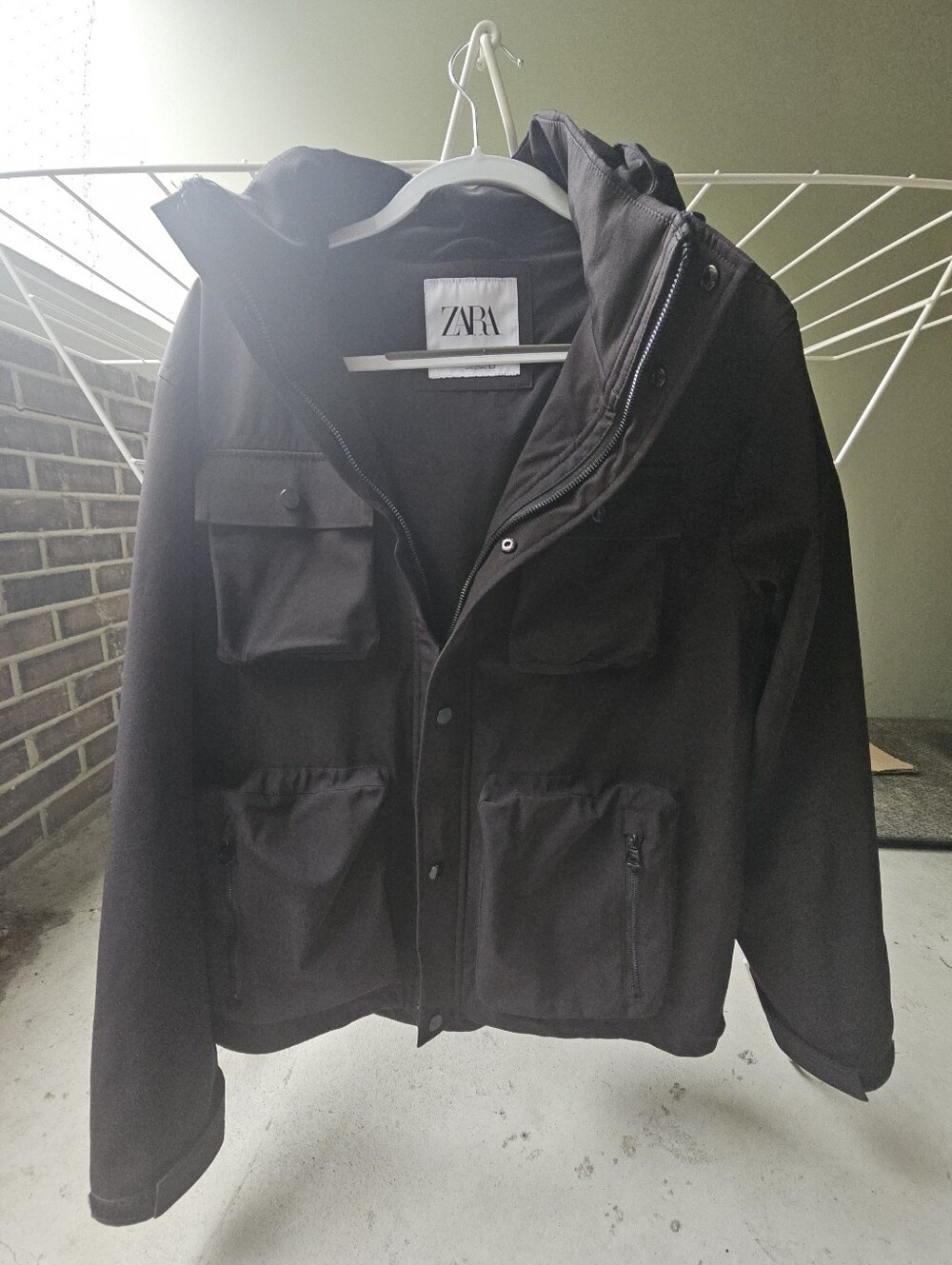 ZARA Black Military Field Jacket with Hood